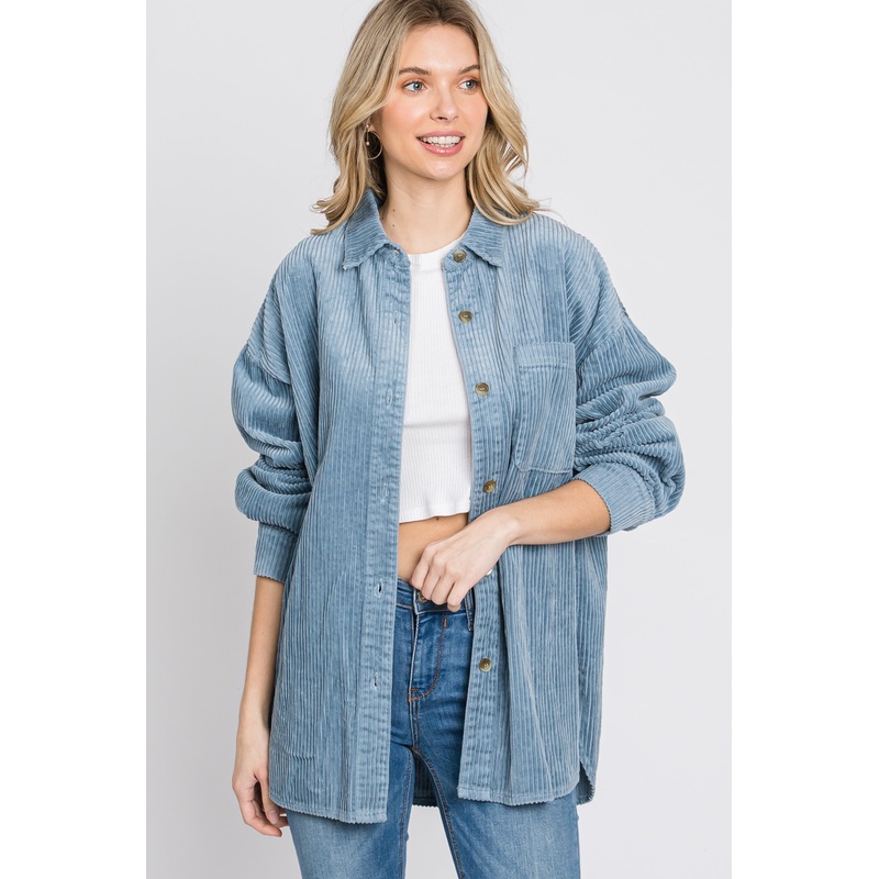 Light Blue Corduroy Shacket