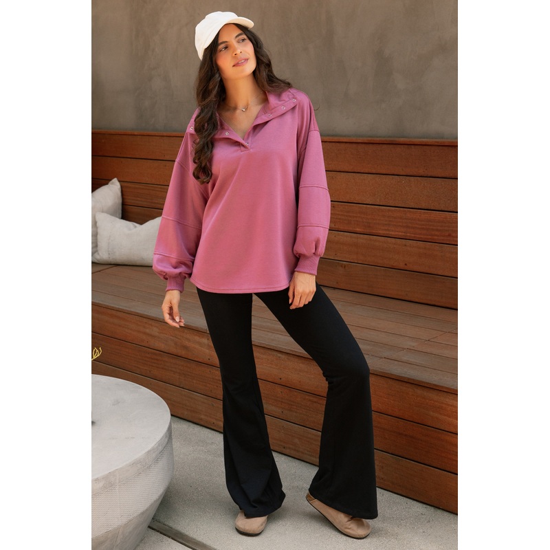 Black Fold-Over Waistband Flared Leggings