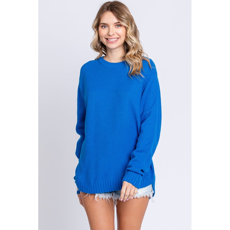 Royal Blue Knit Pullover Sweater