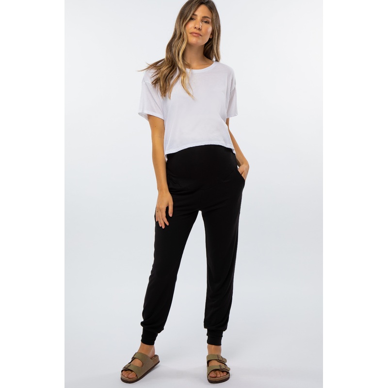 Black Maternity Band Jogger Pants