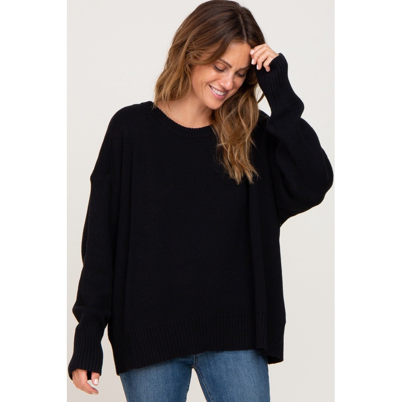 Black Ribbed Trim Sweater