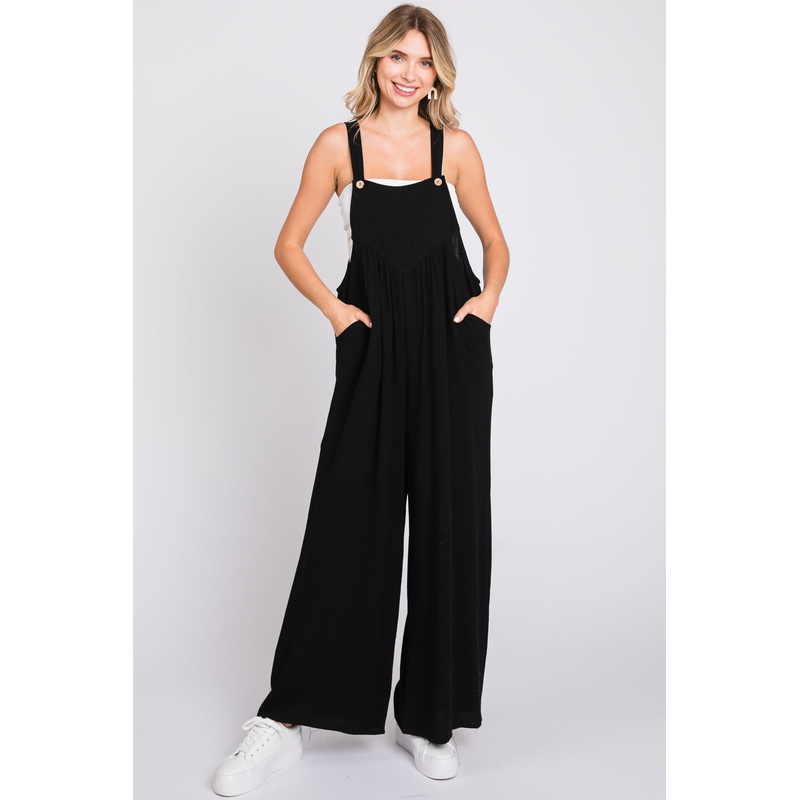 Black Wide Leg Overall