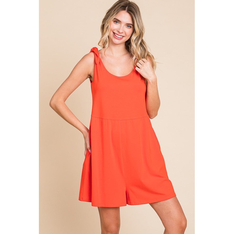 Coral Knot Strap Romper