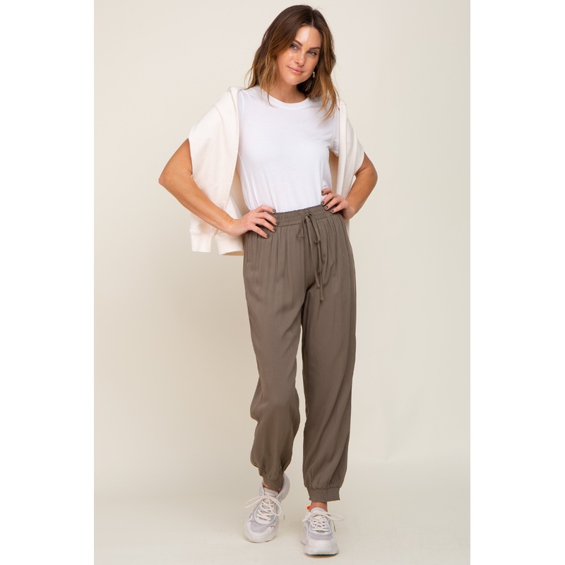 Olive Drawstring Accent Joggers