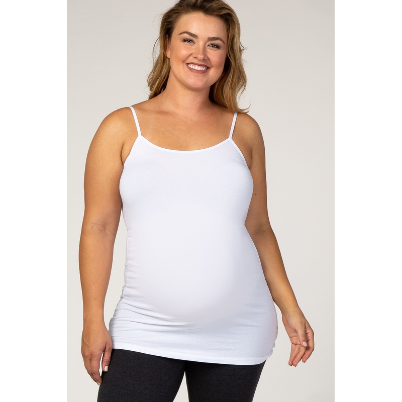 White Solid Maternity Plus Cami