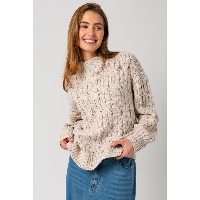 Beige Speckled Knit Sweater