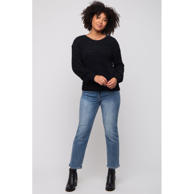 Black Fuzzy Soft Knit Sweater