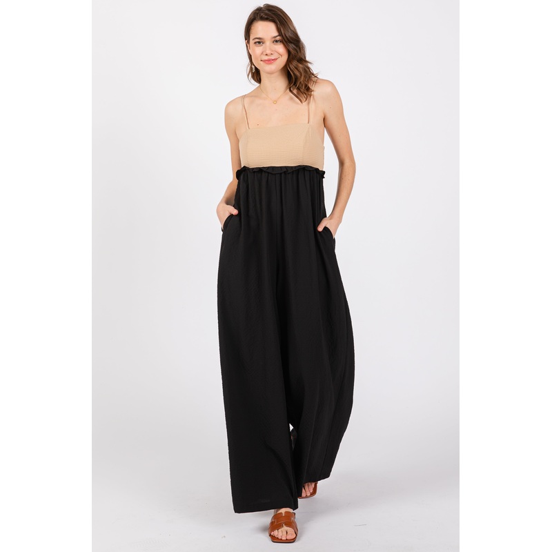 Taupe Colorblock Sleeveless Jumpsuit