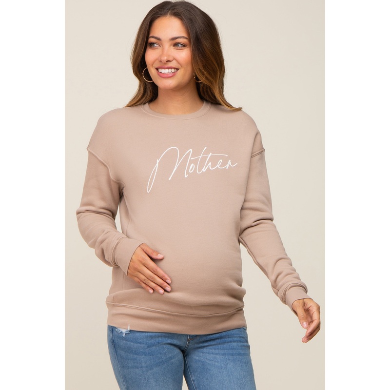 Beige Ultra Soft Mother Maternity Sweatshirt