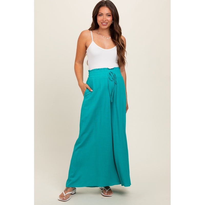 Jade Wide Leg Smocked Lightweight Maternity Pants
