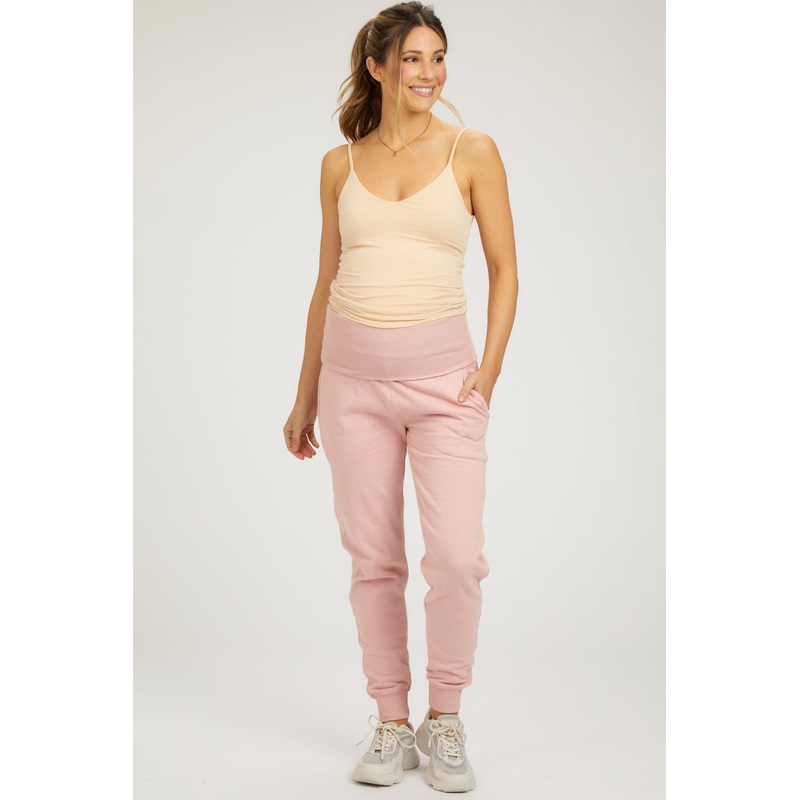 Light Pink Slim Fit Maternity Joggers