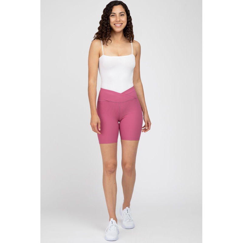 Mauve Crossover Waist Bike Shorts