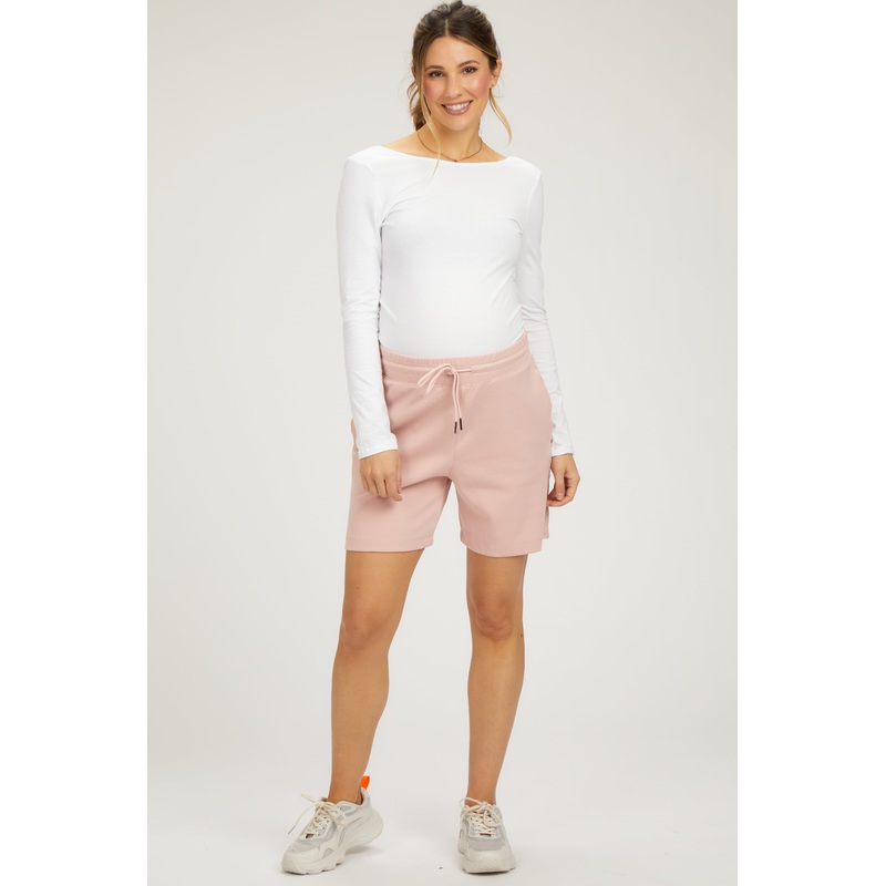 Pink Drawstring Maternity Shorts