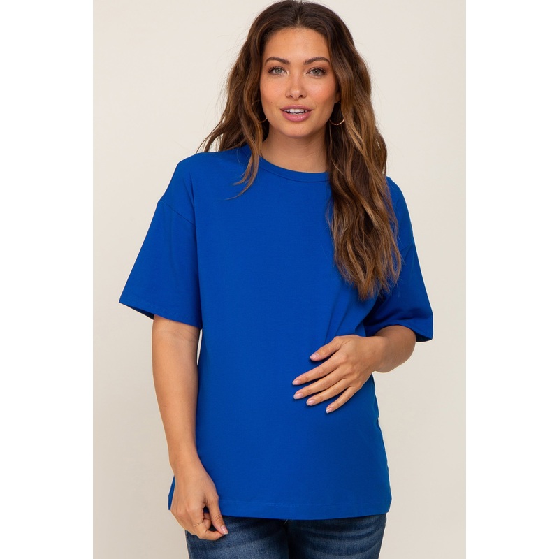 Royal Blue Oversized Basic Maternity Tee