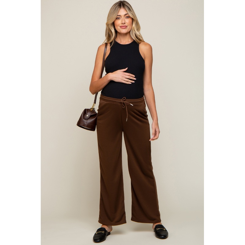 Brown Wide Leg Maternity Lounge Pants