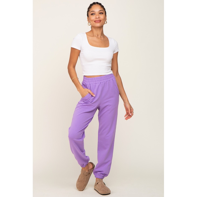 Lavender Basic Pocketed Sweatpants