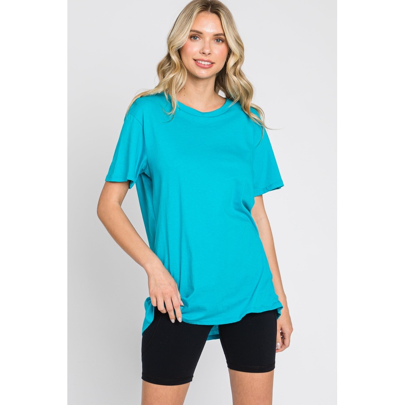 Turquoise Oversized Short Sleeve Top