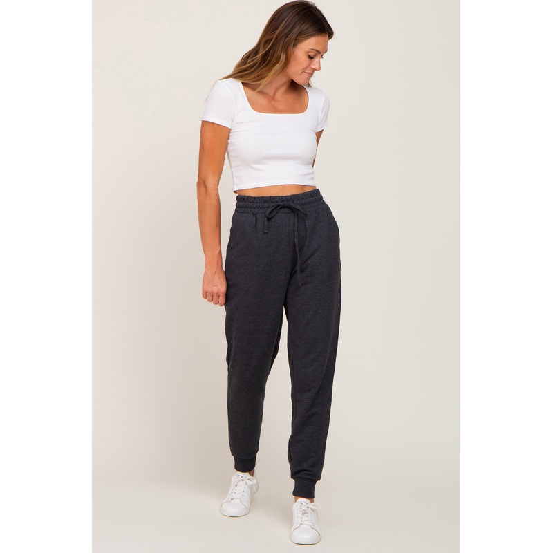 Charcoal Basic Drawstring Sweatpants