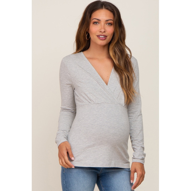 Heather Grey Bravado Designs Long Sleeve Nursing Top