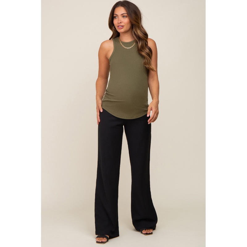 Black Basic Maternity Wide Leg Trousers