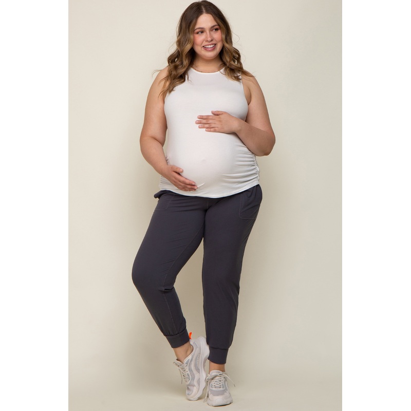 Charcoal Soft Knit Maternity Plus Jogger Pants