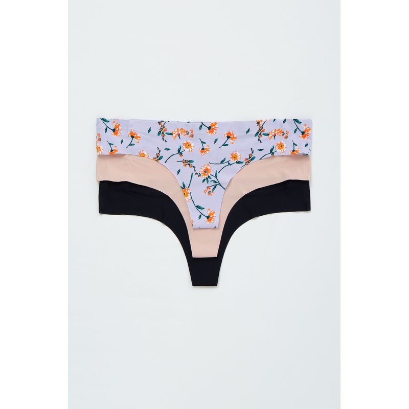 Multi-Color Floral Seamless Thong Underwear Set