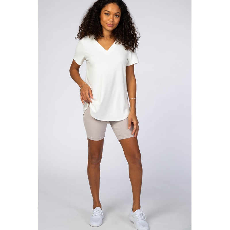 Taupe Ribbed Bike Shorts