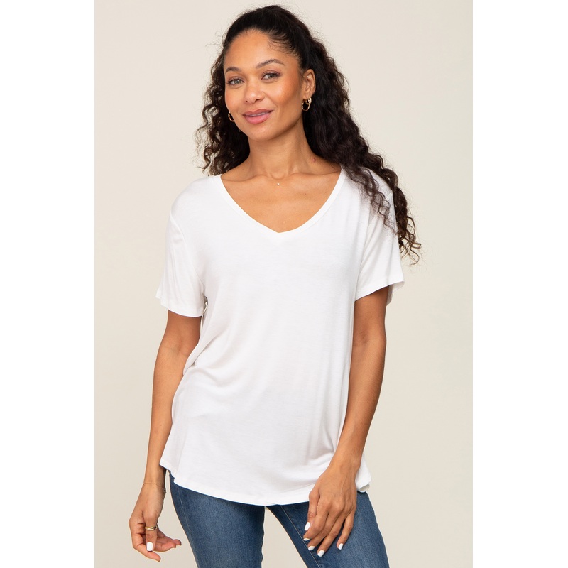 White V-Neck Tee