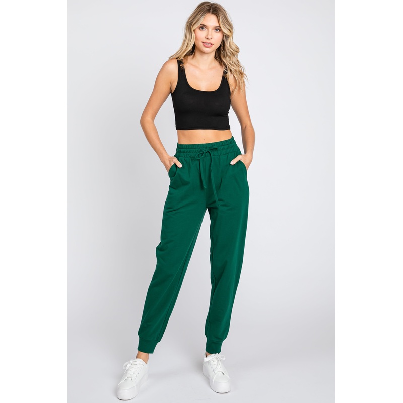 Forest Green Basic Drawstring Sweatpants