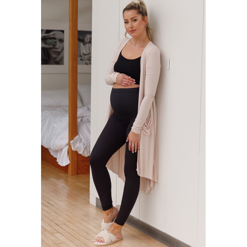 PinkBlush Black Solid Basic Maternity Leggings