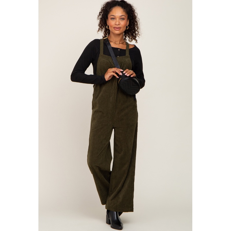 Olive Corduroy Overalls