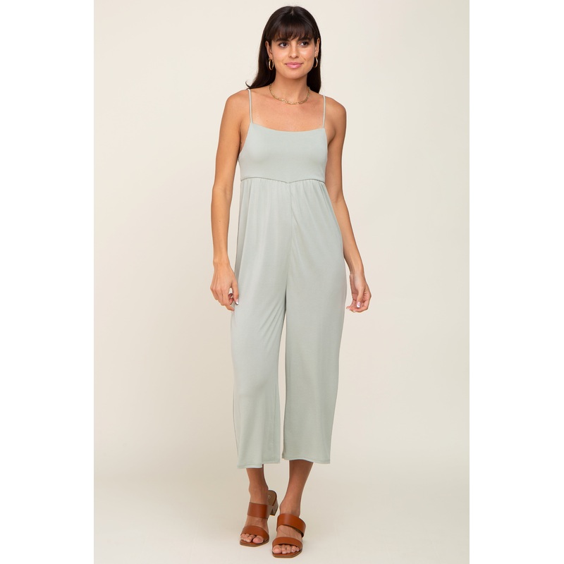Sage Sleeveless Cropped Jumpsuit