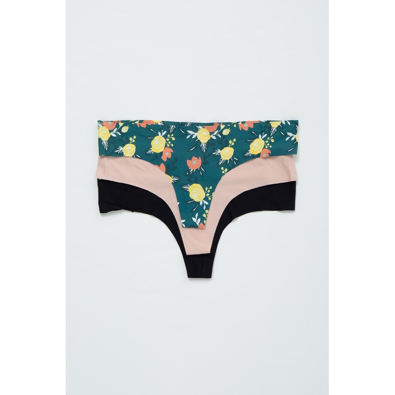 Multi-Color Floral Seamless Thong Maternity Underwear Set