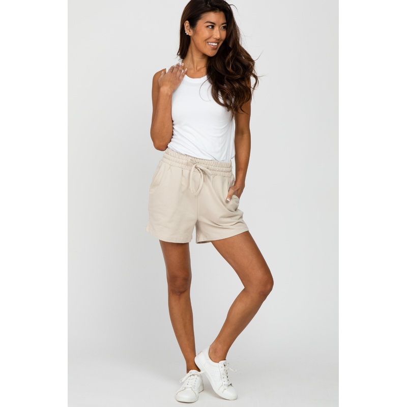 Beige French Terry Sweat Shorts