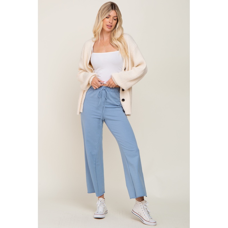 Blue Basic Drawstring Waist Lounge Pants