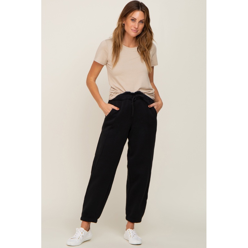 Black Paper Bag Waist Joggers