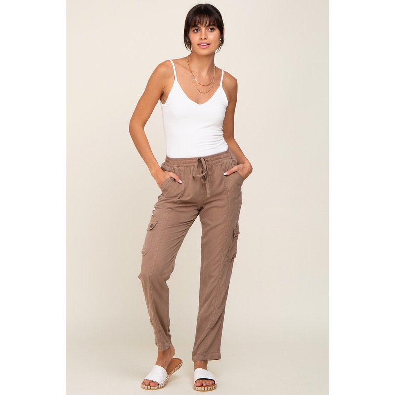 Mocha Drawstring Cargo Pants