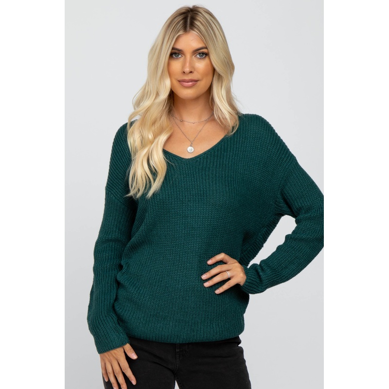 Teal Knot Back Sweater