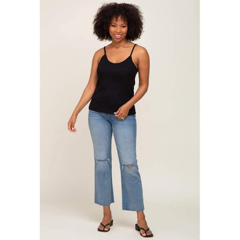 Black Ribbed Basic Tank Top