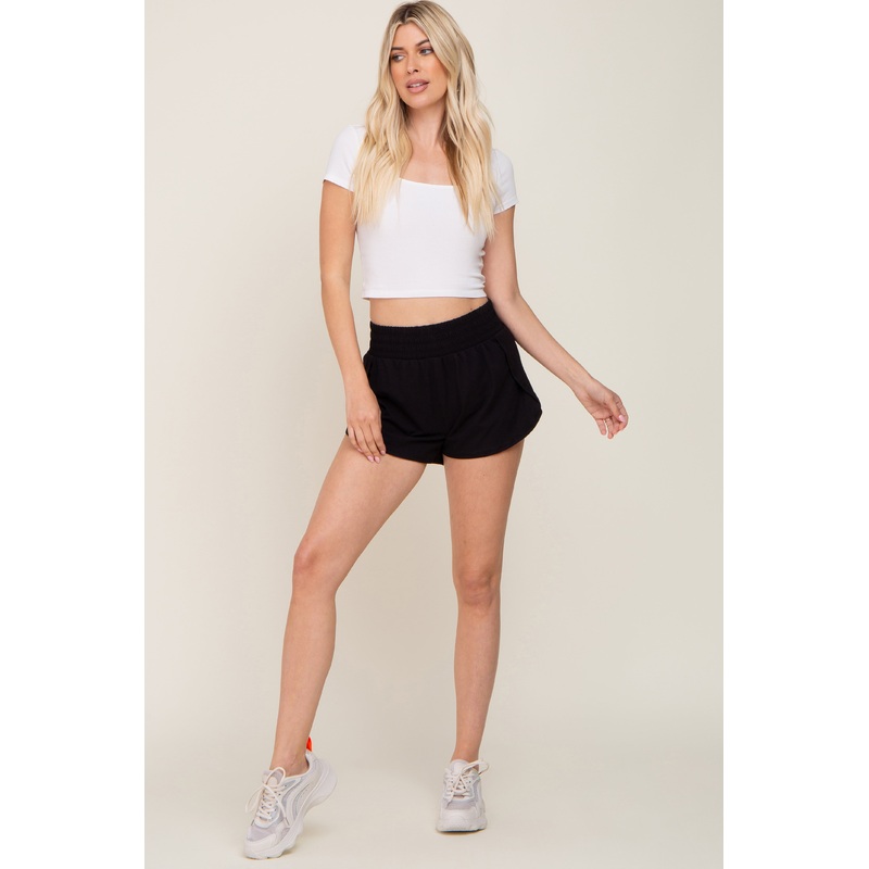 Black Wrap Side Track Shorts