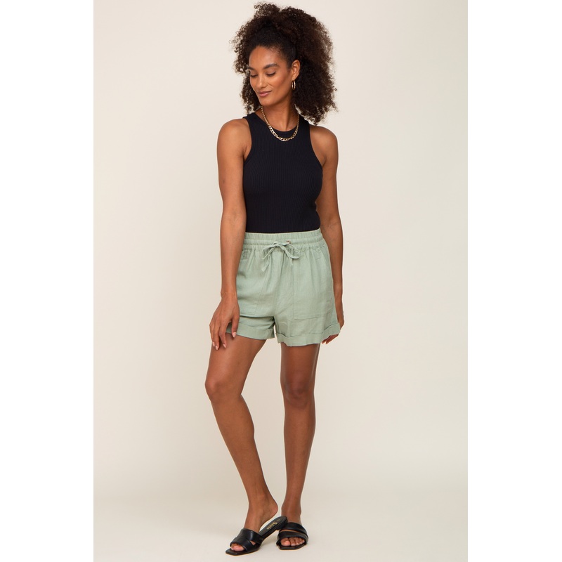 Mint Drawstring Cuffed Shorts