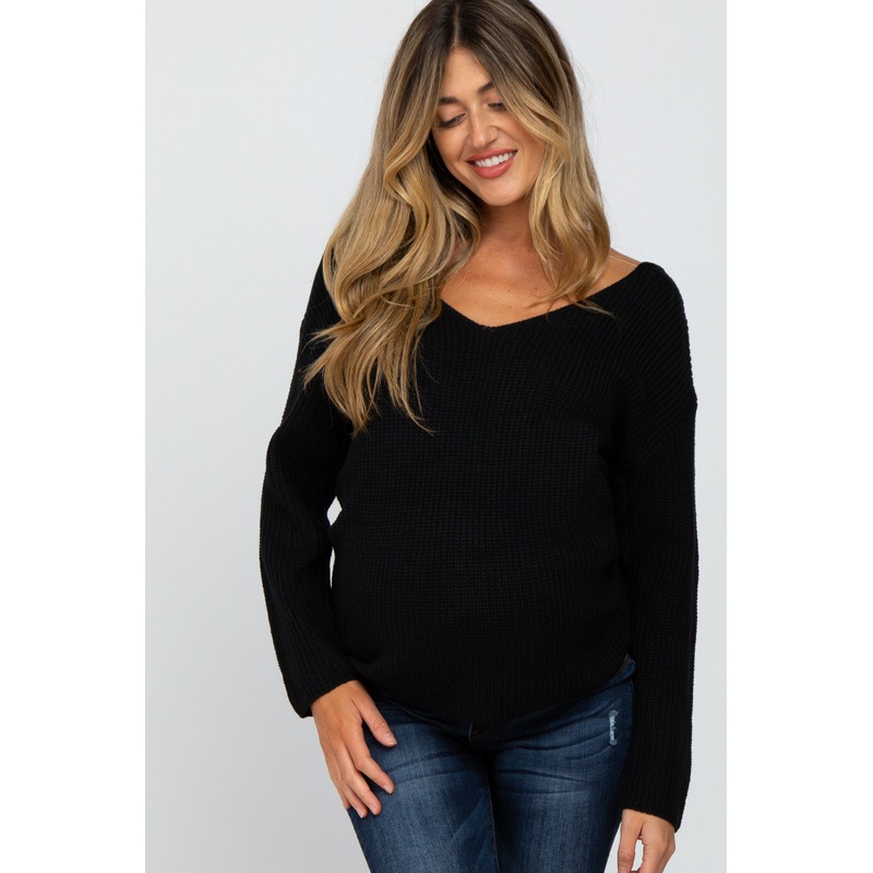 Black Knot Back Maternity Sweater