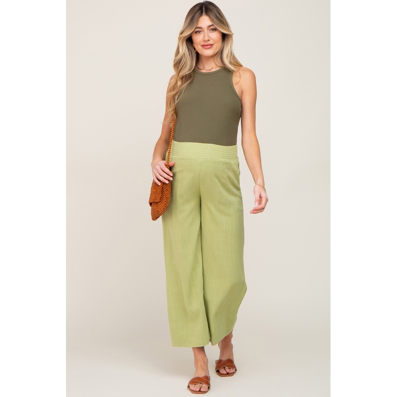 Light Olive Wide Leg Maternity Pants