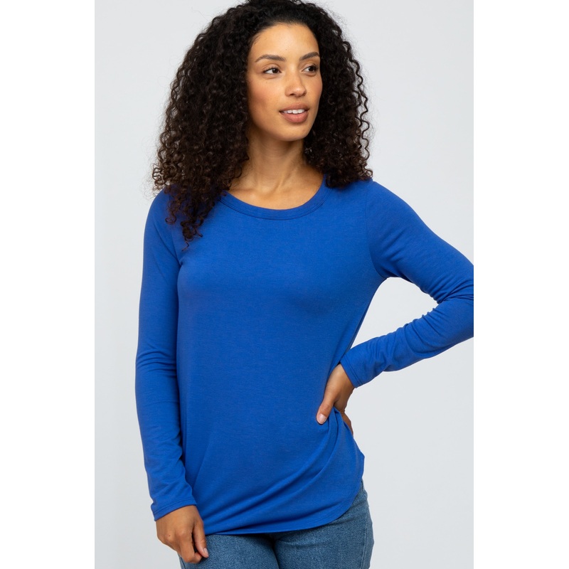 Royal Blue Basic Long Sleeve Top
