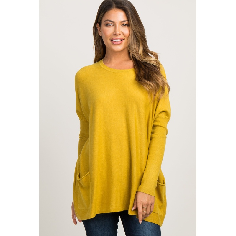 Yellow Pocketed Dolman Sleeve Top