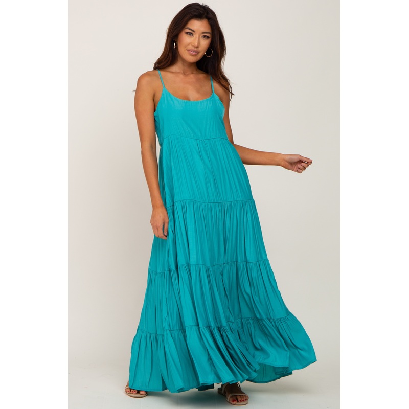 Turquoise Tiered Maxi Dress