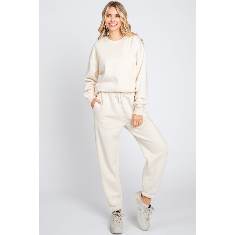Ivory Basic Fleece Sweatpants