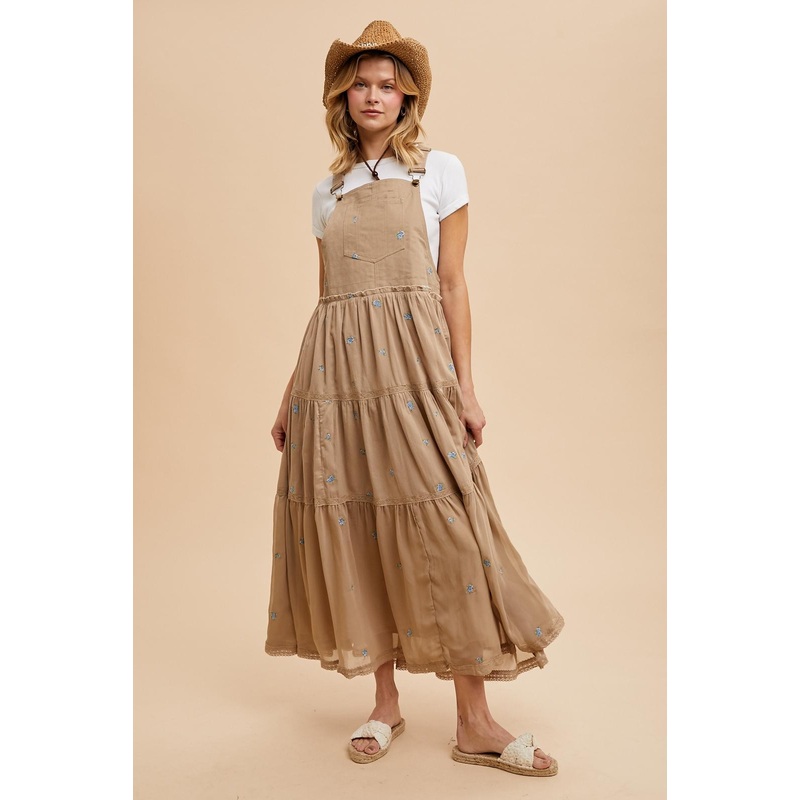 Light Taupe Embroidered Floral Skirtall