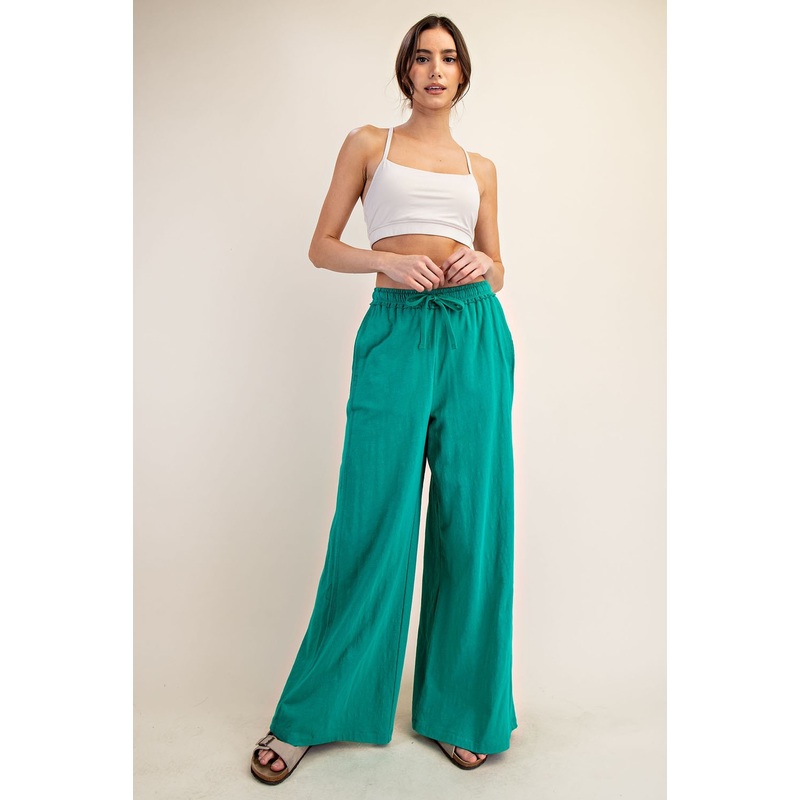 Green Drawstring Wide Leg Lounge Pant