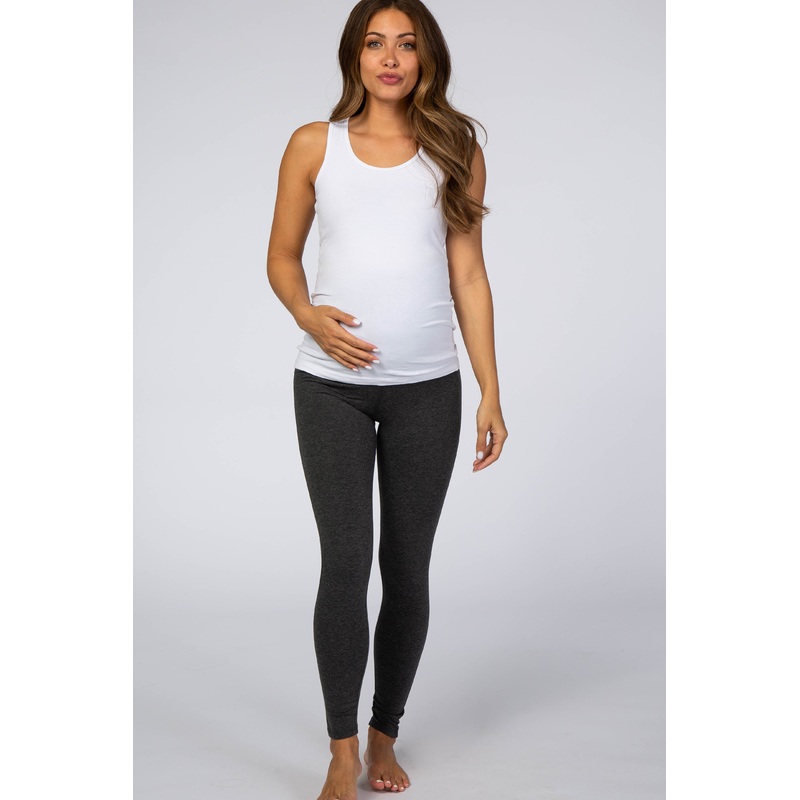 Charcoal Foldover Waistband Maternity Leggings